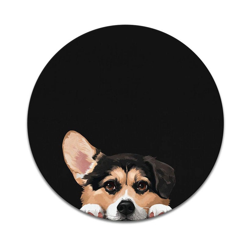 WIRESTER Non-Slip Round Mousepad  WIRESTER Tricolor Pembroke Welsh Corgi Mouse Pad for Home  Office and Gaming Desk - Image 2